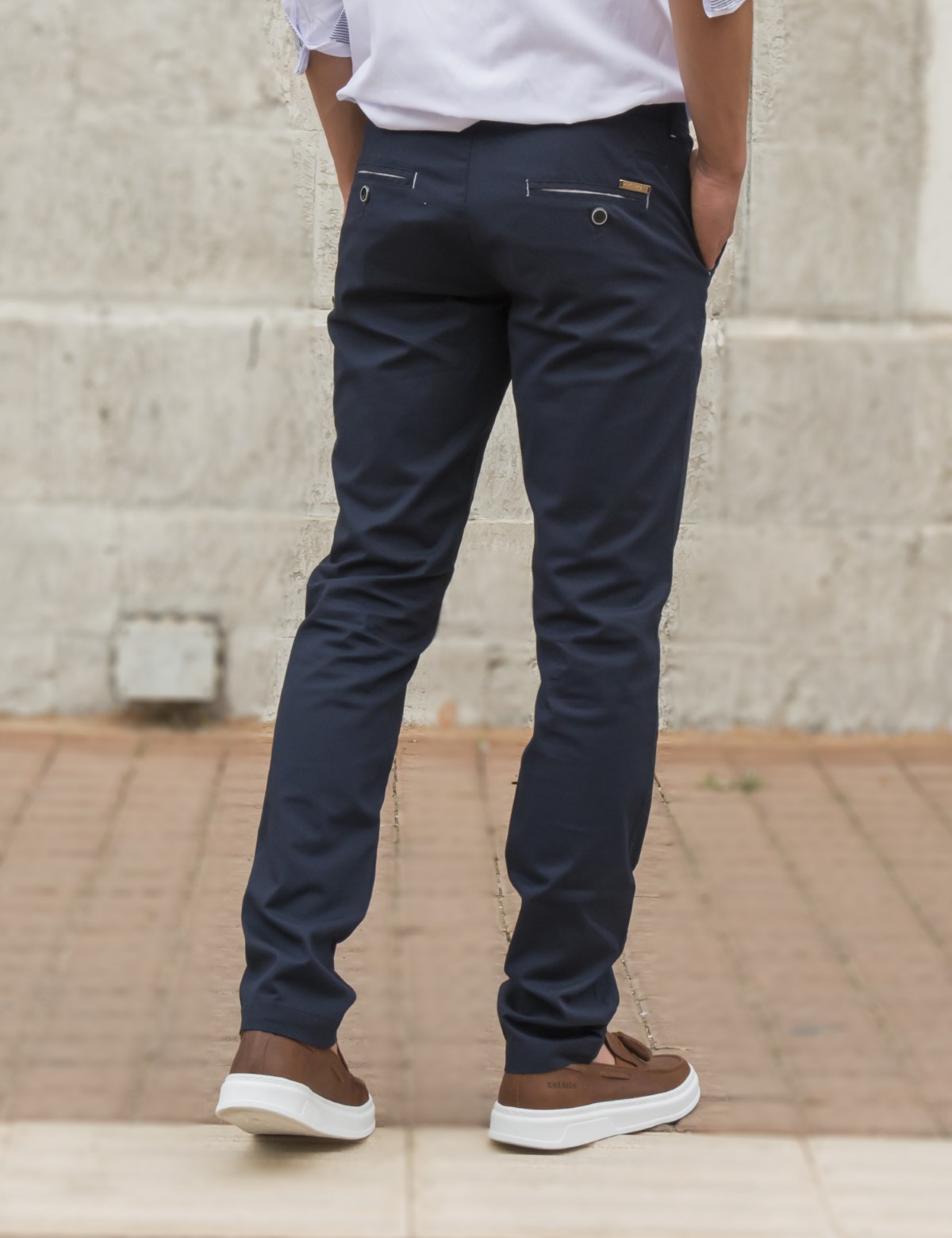 Trial ανδρικό μπλε υφασμάτινο Chinos παντελόνι 23 LoganB φωτογραφία